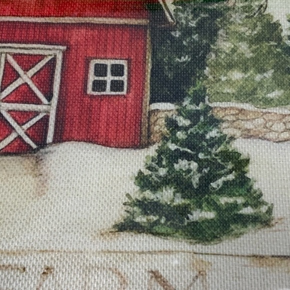 Holiday Pillow Cover Christmas Barn Country Neutral Linen Multicolor 18 X 18 in - Picture 7 of 14